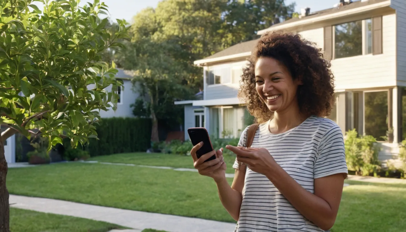 A homeowner taking photos of a tree for an estimate request